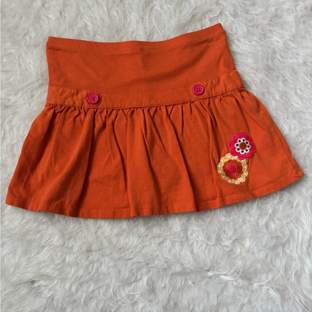 Crazy 8 Bright Orange Floral Appliqué Circle Skort